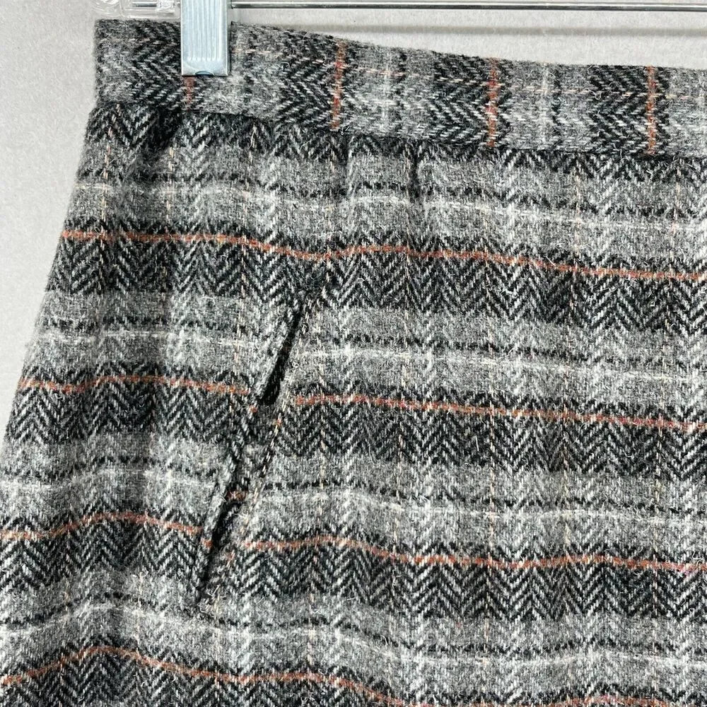 KGR Skirt Girl's 15/16 Wool Chevron Wool Tweed Straight Lined Gray Vintage_8